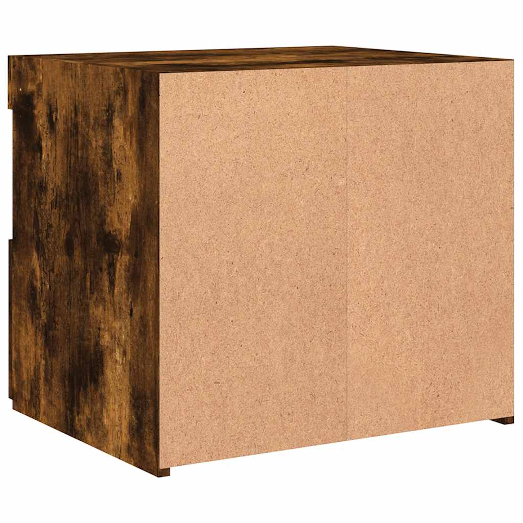 Sängbord med LED-lampor 2 st rökfärgad ek 50x40x45 cm