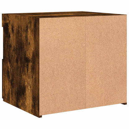 Sängbord med LED-lampor 2 st rökfärgad ek 50x40x45 cm