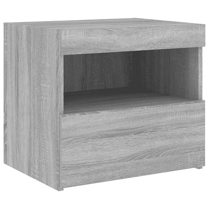 Sängbord med LED-belysning 2 st grå sonoma 50x40x45 cm
