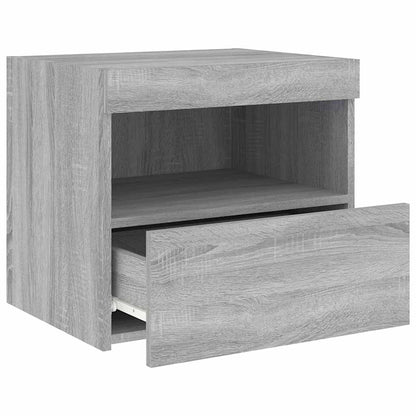 Sängbord med LED-belysning 2 st grå sonoma 50x40x45 cm