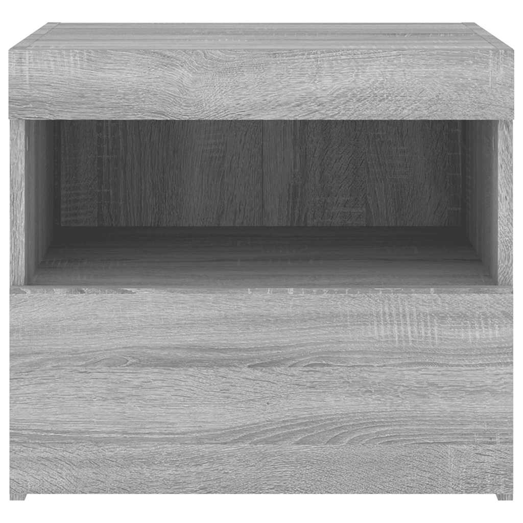 Sängbord med LED-belysning 2 st grå sonoma 50x40x45 cm