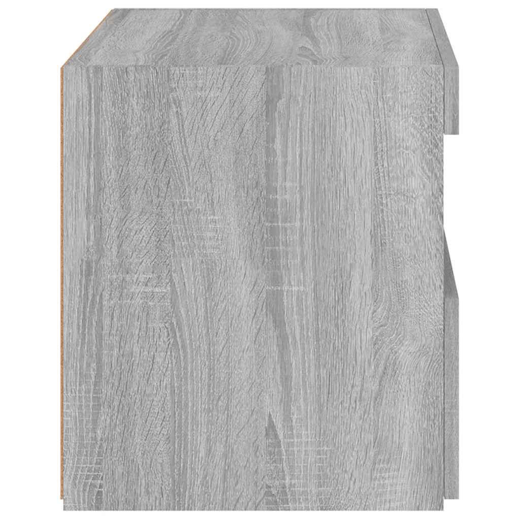 Sängbord med LED-belysning 2 st grå sonoma 50x40x45 cm