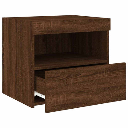 Sängbord med LED-lampor 2 st brun ek 50x40x45 cm