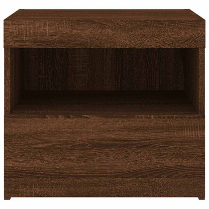 Sängbord med LED-lampor 2 st brun ek 50x40x45 cm