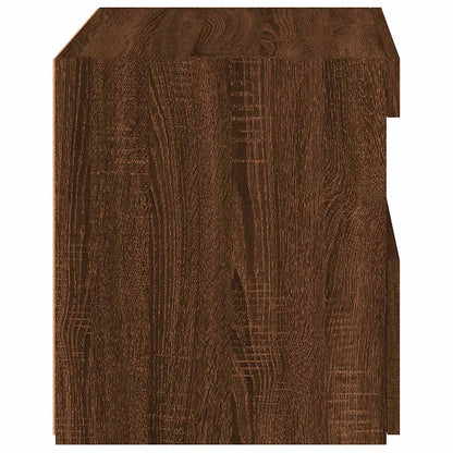Sängbord med LED-lampor 2 st brun ek 50x40x45 cm