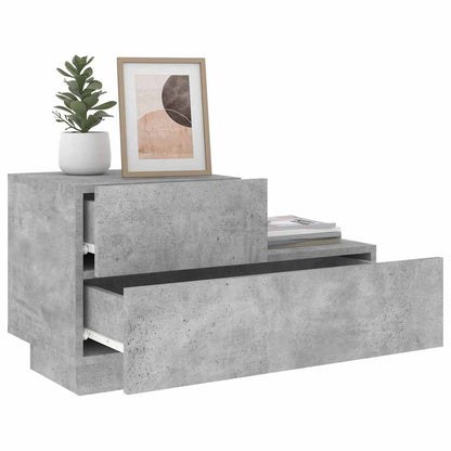 Sängbord Nattduksbord Betonggrå med LED-lampor 70x36x40,5 cm