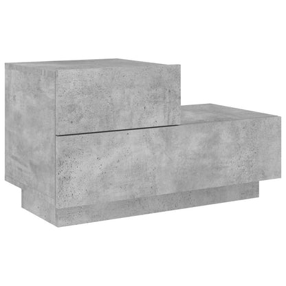 Sängbord Nattduksbord Betonggrå med LED-lampor 70x36x40,5 cm