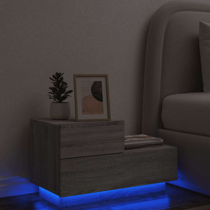 Sängbord Nattduksbord Sonoma Grå med LED-lampor 70x36x40,5 cm