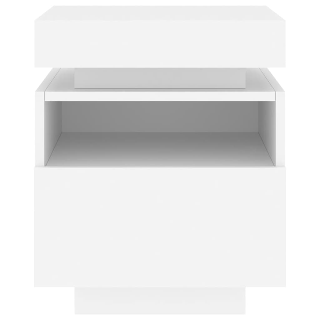 Sängbord med LED-belysning 2 st vit 40x39x48,5 cm