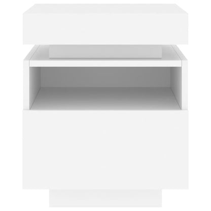 Sängbord med LED-belysning 2 st vit 40x39x48,5 cm