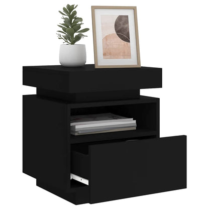 Sängbord med LED-belysning 2 st svart 40x39x48,5 cm
