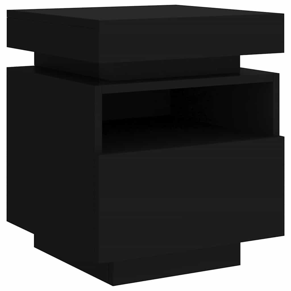 Sängbord med LED-belysning 2 st svart 40x39x48,5 cm