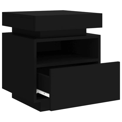 Sängbord med LED-belysning 2 st svart 40x39x48,5 cm