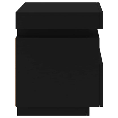 Sängbord med LED-belysning 2 st svart 40x39x48,5 cm