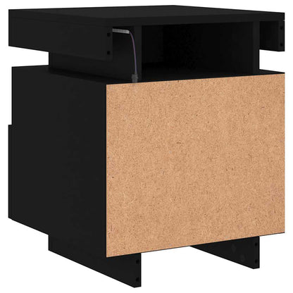 Sängbord med LED-belysning 2 st svart 40x39x48,5 cm