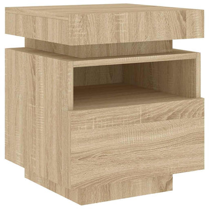 Sängbord med LED-belysning 2 st sonoma-ek 40x39x48,5 cm