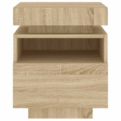 Sängbord med LED-belysning 2 st sonoma-ek 40x39x48,5 cm