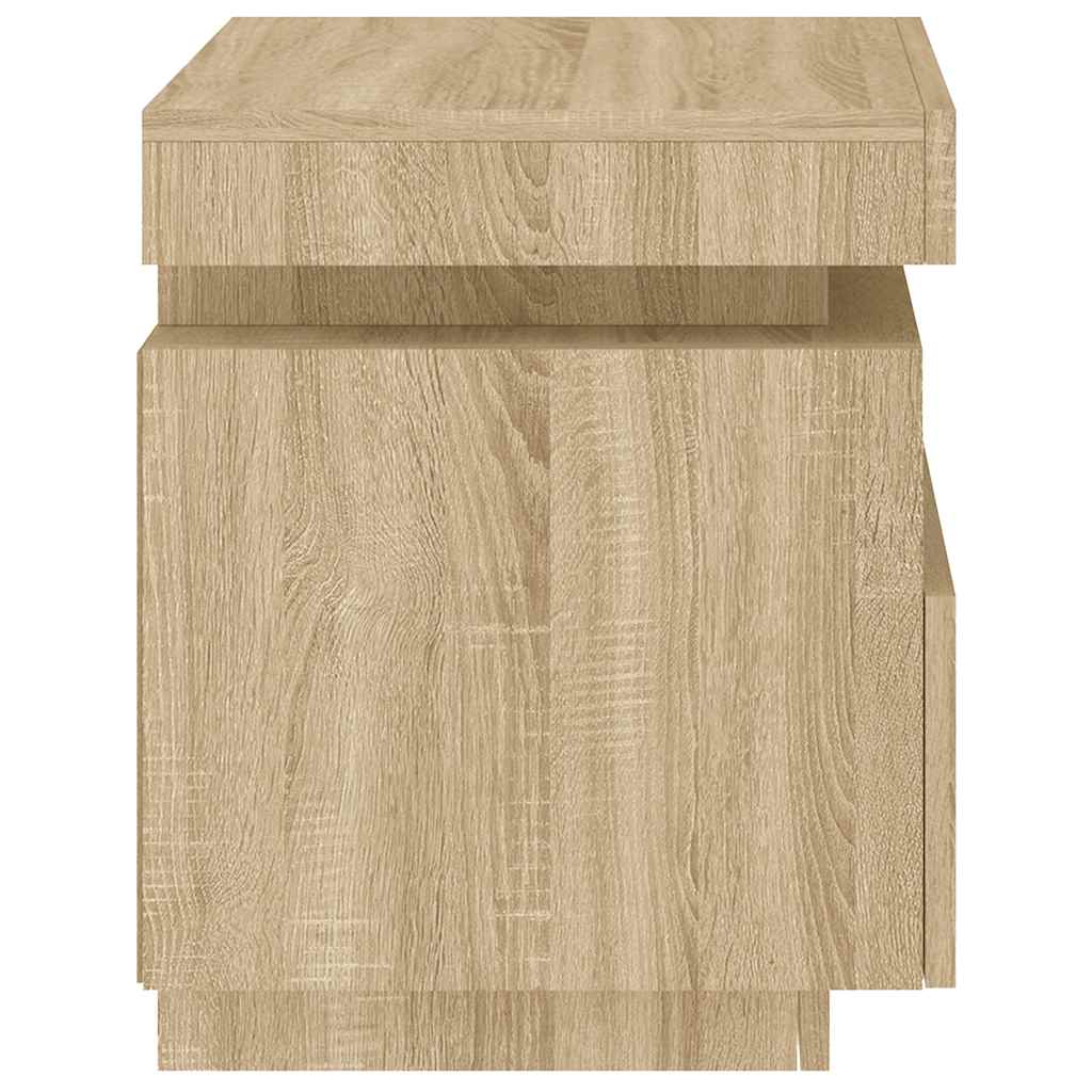 Sängbord med LED-belysning 2 st sonoma-ek 40x39x48,5 cm