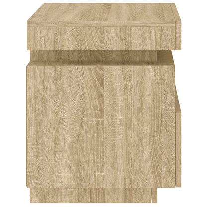 Sängbord med LED-belysning 2 st sonoma-ek 40x39x48,5 cm