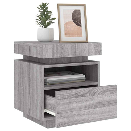 Sängbord Nattduksbord Sonoma Grå med LED-belysning 40x39x48,5 cm
