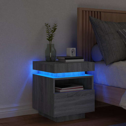 Sängbord Nattduksbord Sonoma Grå med LED-belysning 40x39x48,5 cm