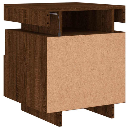 Sängbord Nattduksbord Brun Ek med LED-belysning 40x39x48,5 cm
