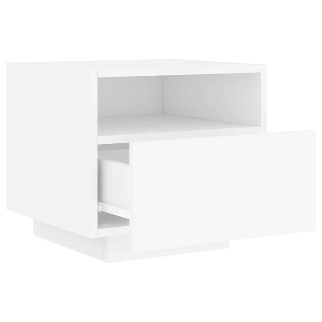 Sängbord med LED-lampor 2 st vit 40x39x37 cm