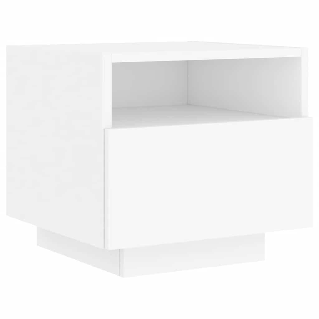 Sängbord med LED-lampor 2 st vit 40x39x37 cm