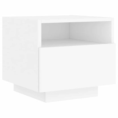 Sängbord med LED-lampor 2 st vit 40x39x37 cm