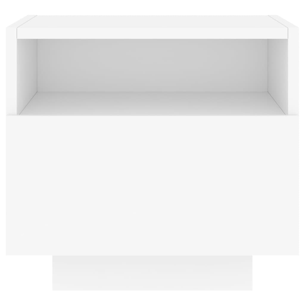 Sängbord med LED-lampor 2 st vit 40x39x37 cm