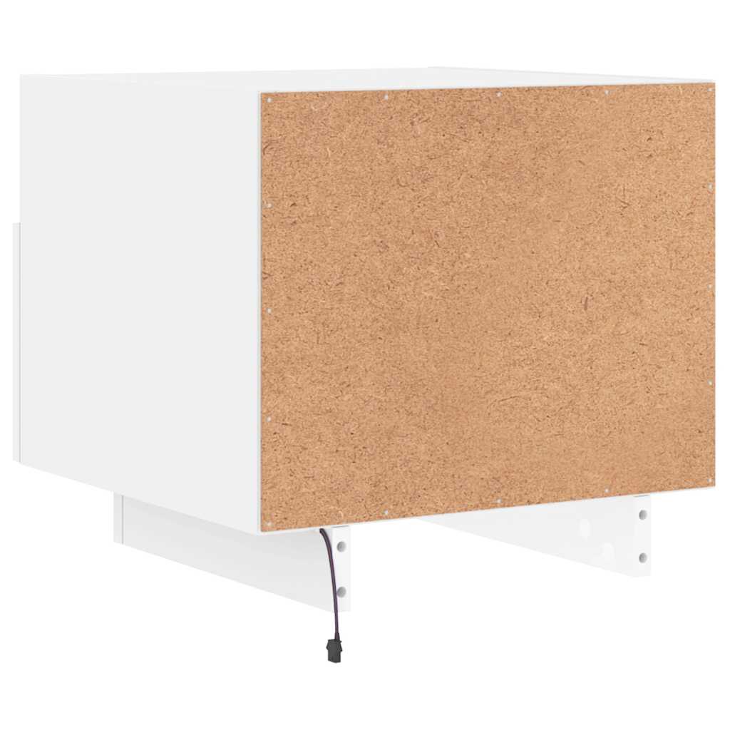Sängbord med LED-lampor 2 st vit 40x39x37 cm