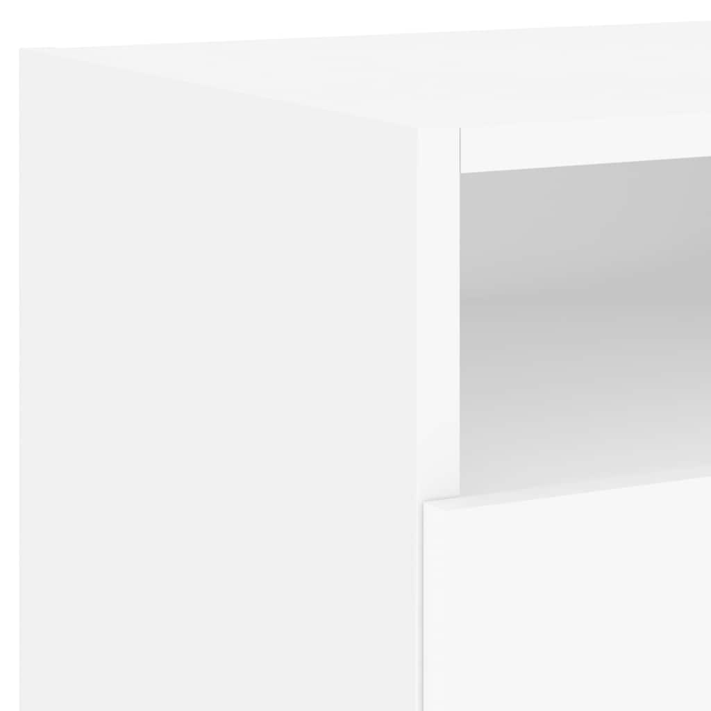 Sängbord med LED-lampor 2 st vit 40x39x37 cm