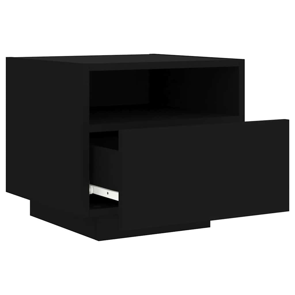 Sängbord med LED-lampor 2 st svart 40x39x37 cm