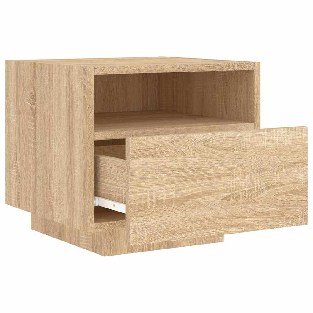 Sängbord med LED-lampor 2 st sonoma-ek 40x39x37 cm