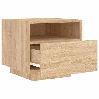 Sängbord med LED-lampor 2 st sonoma-ek 40x39x37 cm