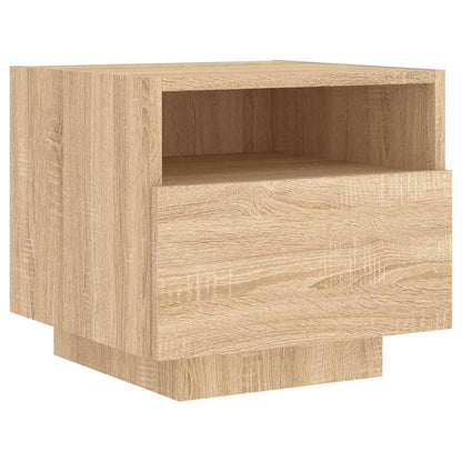 Sängbord med LED-lampor 2 st sonoma-ek 40x39x37 cm