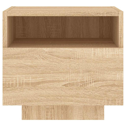 Sängbord med LED-lampor 2 st sonoma-ek 40x39x37 cm