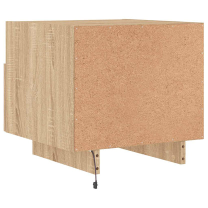 Sängbord med LED-lampor 2 st sonoma-ek 40x39x37 cm