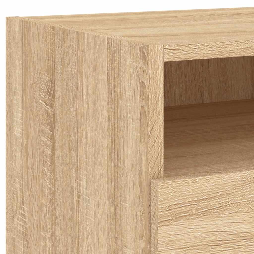 Sängbord med LED-lampor 2 st sonoma-ek 40x39x37 cm