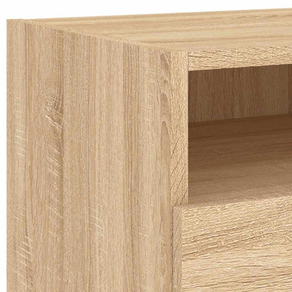 Sängbord med LED-lampor 2 st sonoma-ek 40x39x37 cm