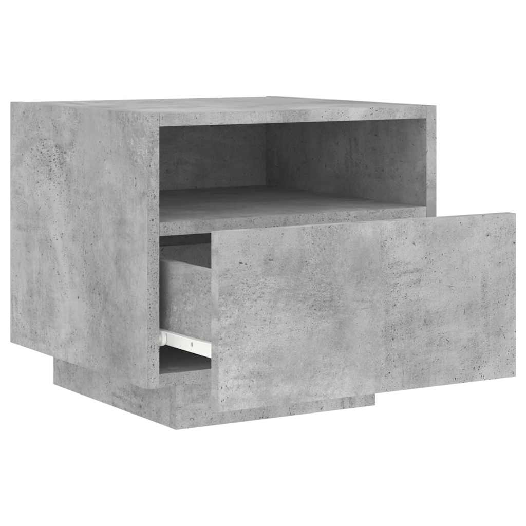 Sängbord med LED-lampor 2 st betonggrå 40x39x37 cm