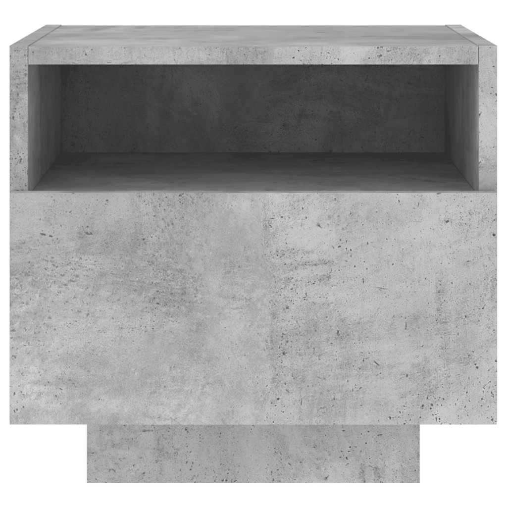 Sängbord med LED-lampor 2 st betonggrå 40x39x37 cm