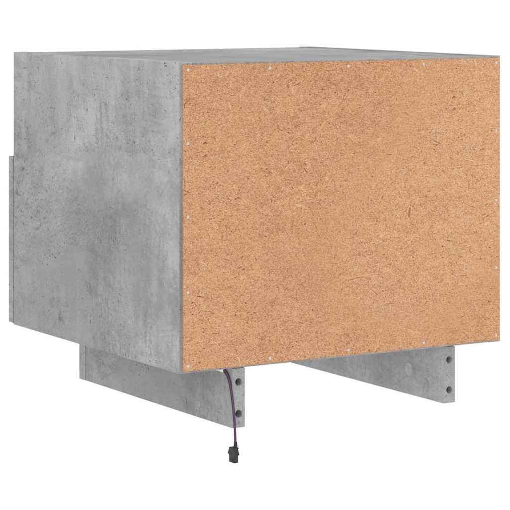 Sängbord med LED-lampor 2 st betonggrå 40x39x37 cm