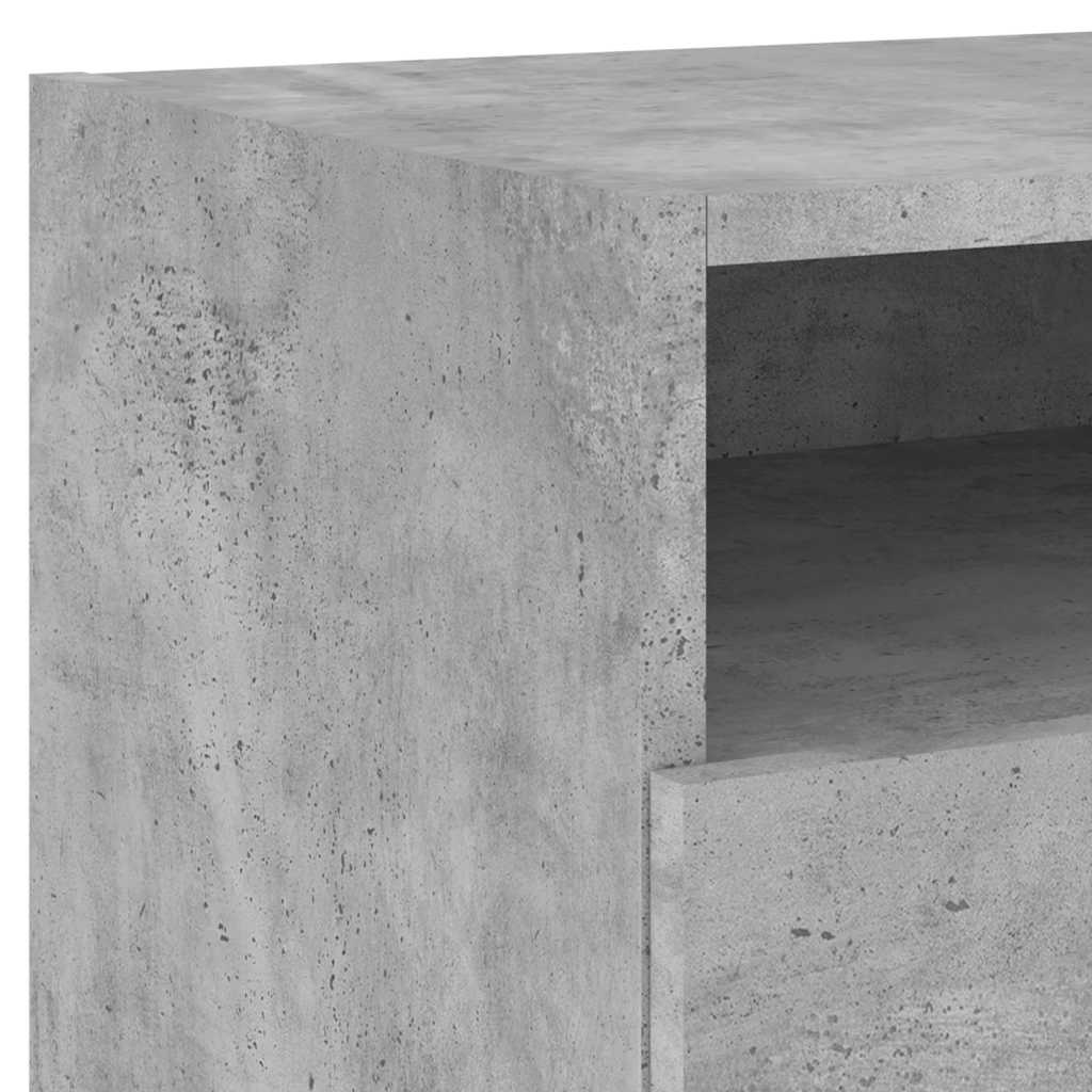 Sängbord med LED-lampor 2 st betonggrå 40x39x37 cm