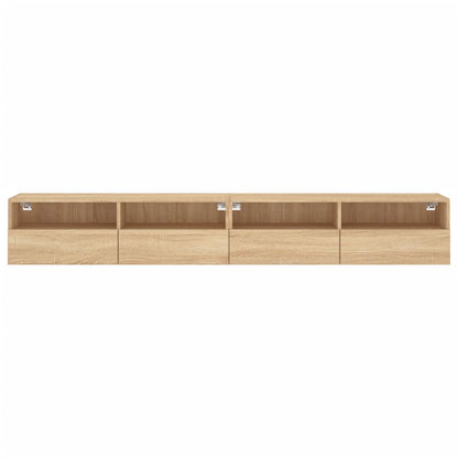 Väggmonterad tv-bänk 2 st sonoma-ek 100x30x30cm konstruerat trä