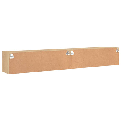 Väggmonterad tv-bänk 2 st sonoma-ek 100x30x30cm konstruerat trä