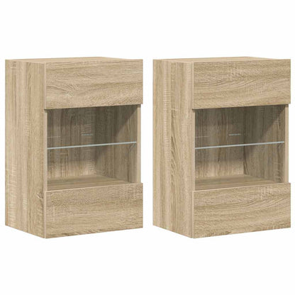 Nástenné skrinky s LED osvetlením pre TV 2 st sonoma-ek 40x30x60,5 cm