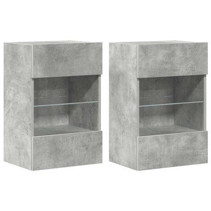 Nástenné skrinky s LED osvetlením pre TV 2 st betonggrå 40x30x60,5 cm