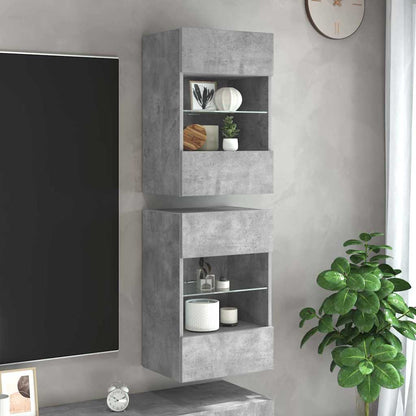 Nástenné skrinky s LED osvetlením pre TV 2 st betonggrå 40x30x60,5 cm