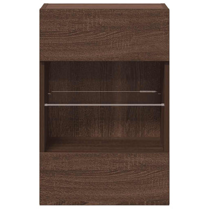 Nástenné skrinky s LED osvetlením pre TV 2 st brun ek 40x30x60,5 cm